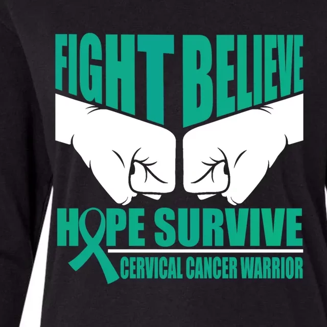 Fight Hope Survive Cervical Cancer Warrior Gift Womens Cotton Relaxed Long Sleeve T-Shirt