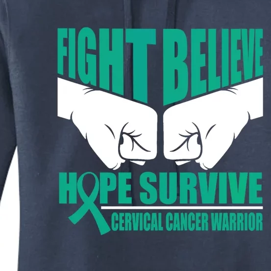 Fight Hope Survive Cervical Cancer Warrior Gift Women's Pullover Hoodie