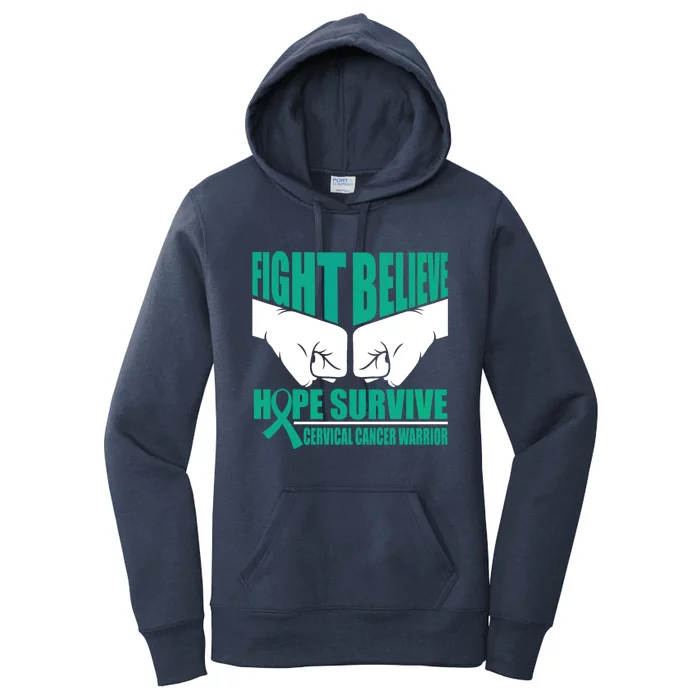 Fight Hope Survive Cervical Cancer Warrior Gift Women's Pullover Hoodie