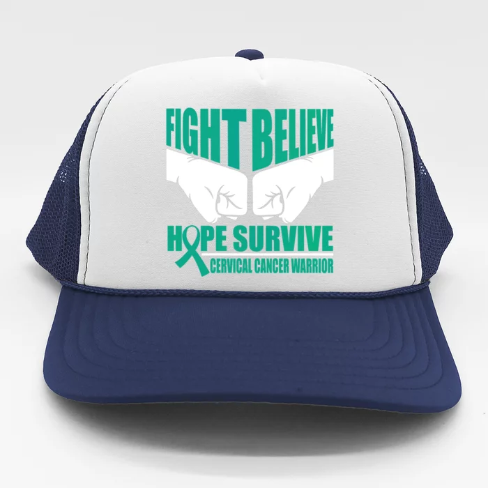 Fight Hope Survive Cervical Cancer Warrior Gift Trucker Hat