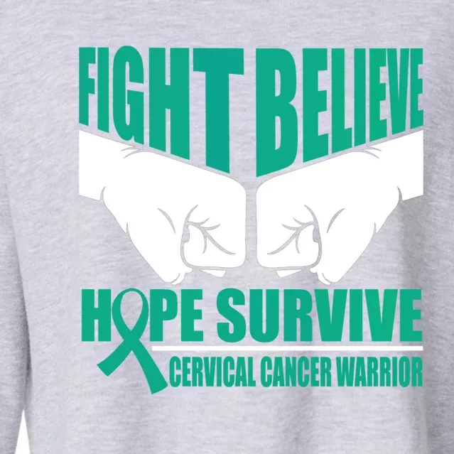 Fight Hope Survive Cervical Cancer Warrior Gift Cropped Pullover Crew