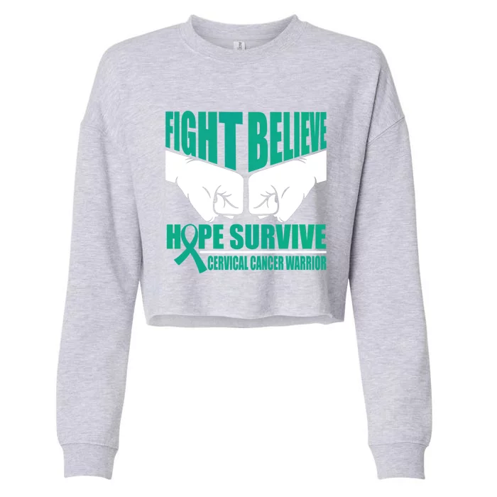 Fight Hope Survive Cervical Cancer Warrior Gift Cropped Pullover Crew