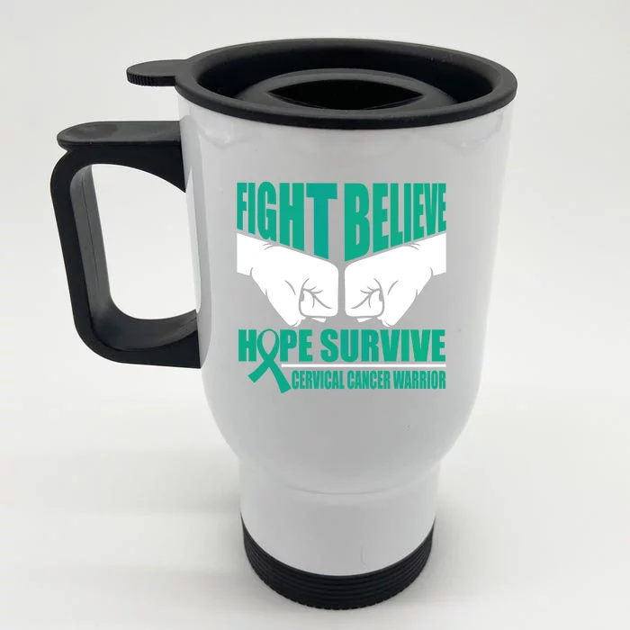 Fight Hope Survive Cervical Cancer Warrior Gift Front & Back Stainless Steel Travel Mug