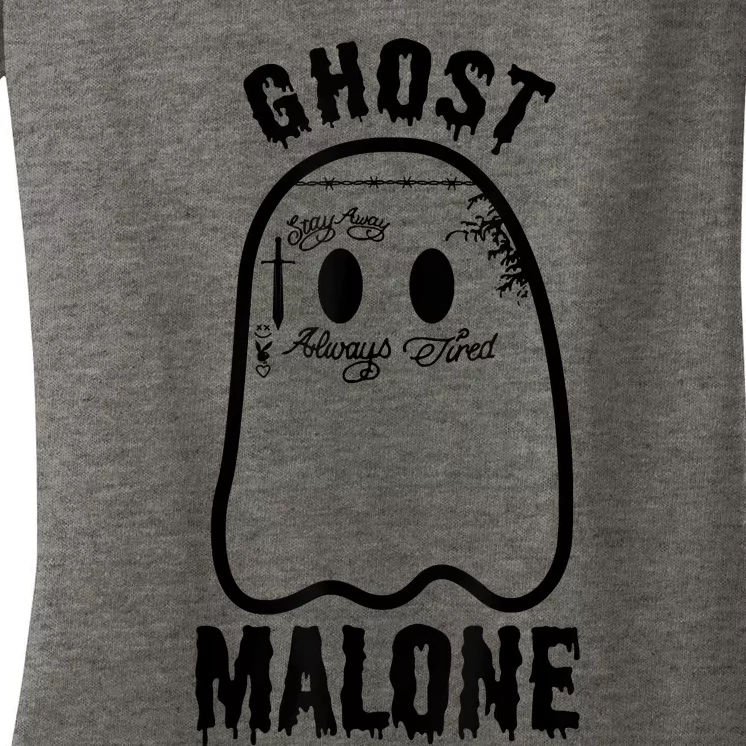 Funny Halloween Spooky Season Fall Season Cute Ghost Malone Women's V-Neck T-Shirt