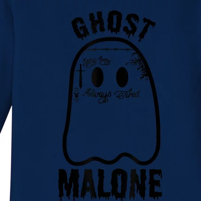 Funny Halloween Spooky Season Fall Season Cute Ghost Malone Baby Long Sleeve Bodysuit