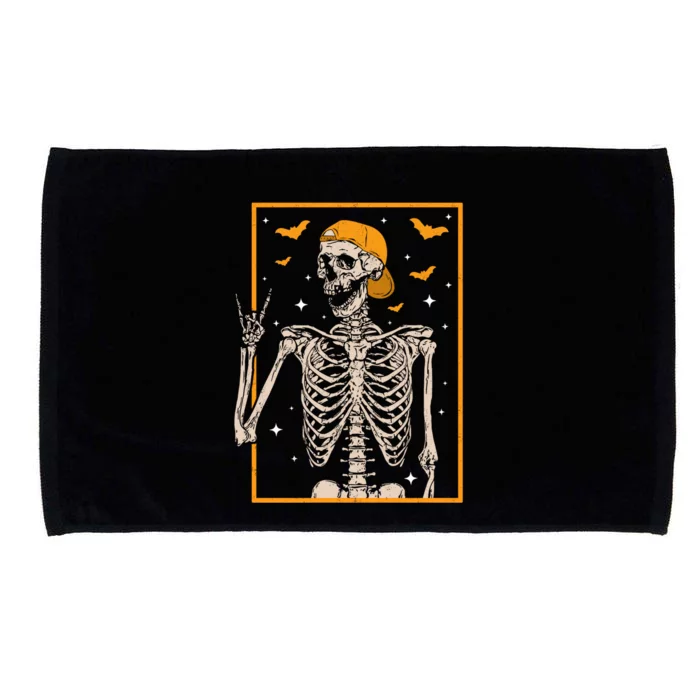 Funny Halloween Skeleton Rock On Hand Skeleton Gift Microfiber Hand Towel