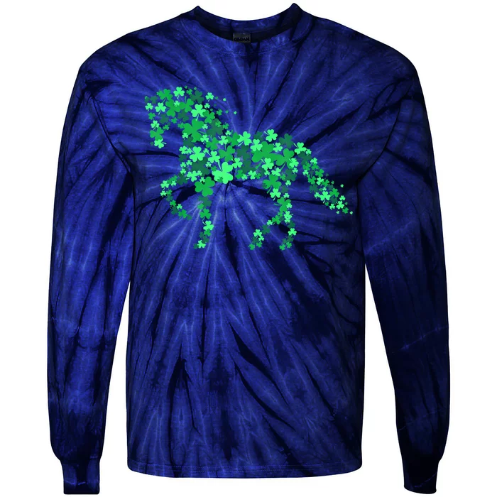 Funny Horse Shamrock For Horse Owner Riding St Patricks Day Gift Tie-Dye Long Sleeve Shirt