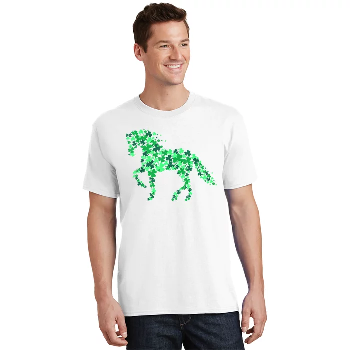 Funny Horse Shamrock For Horse Owner Riding St Patricks Day Gift T-Shirt