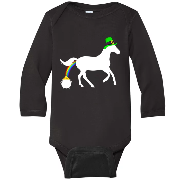 Funny Horse St PattyS Day Horse Saint PatrickS Day Cute Gift Baby Long Sleeve Bodysuit