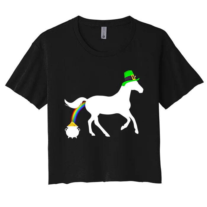 Funny Horse St PattyS Day Horse Saint PatrickS Day Cute Gift Women's Crop Top Tee