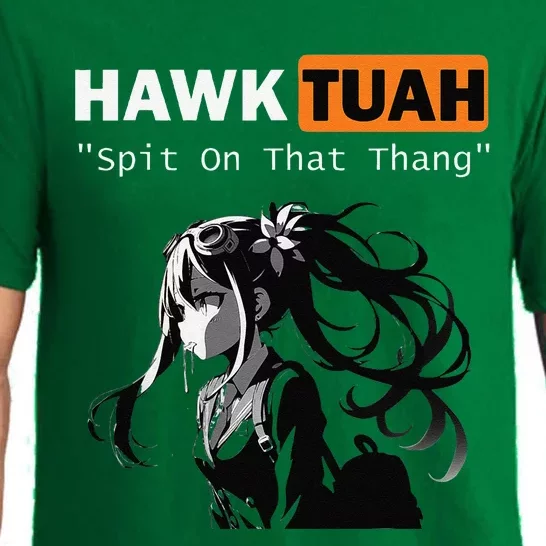 Funny Hawk Tuah Meme Anime Pajama Set