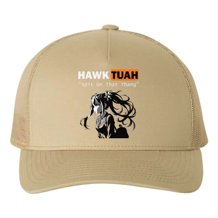 Funny Hawk Tuah Meme Anime Yupoong Adult 5-Panel Trucker Hat