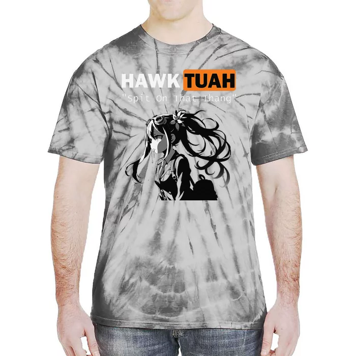 Funny Hawk Tuah Meme Anime Tie-Dye T-Shirt