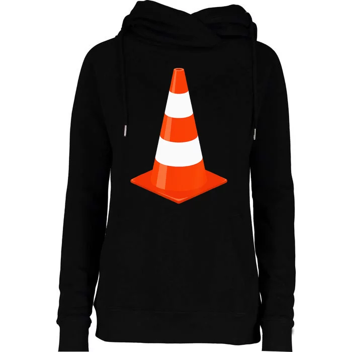 Funny Halloween Traffic Cone Parking Costume Womens Funnel Neck Pullover Hood