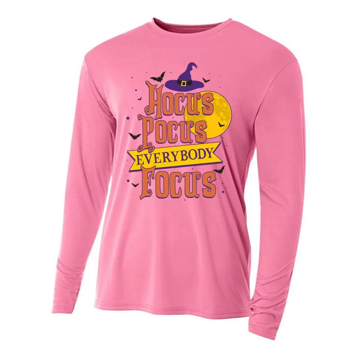 Funny Halloween Teacher Everybody Focus Cooling Performance Long Sleeve Crew