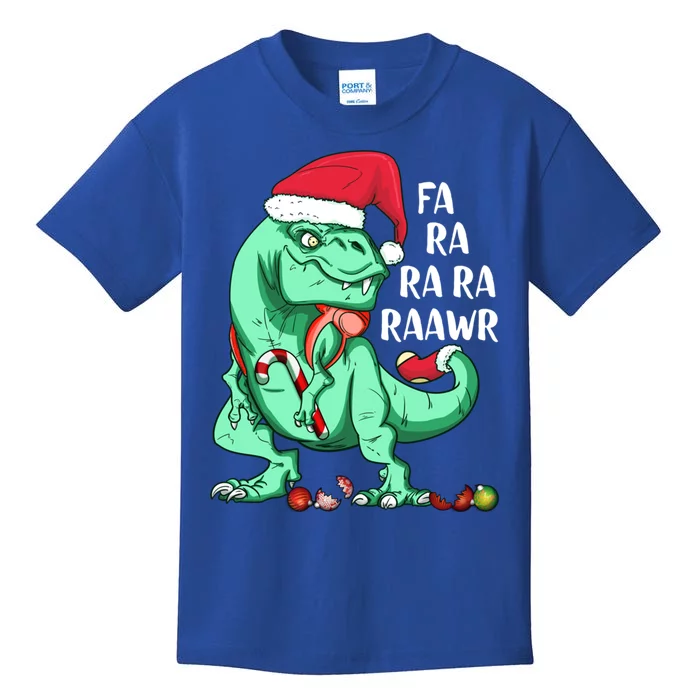 Fun Holiday Trex Dinosaur In Santa Hat Fa Ra Rawr Christmas Meaningful Gift Kids T-Shirt