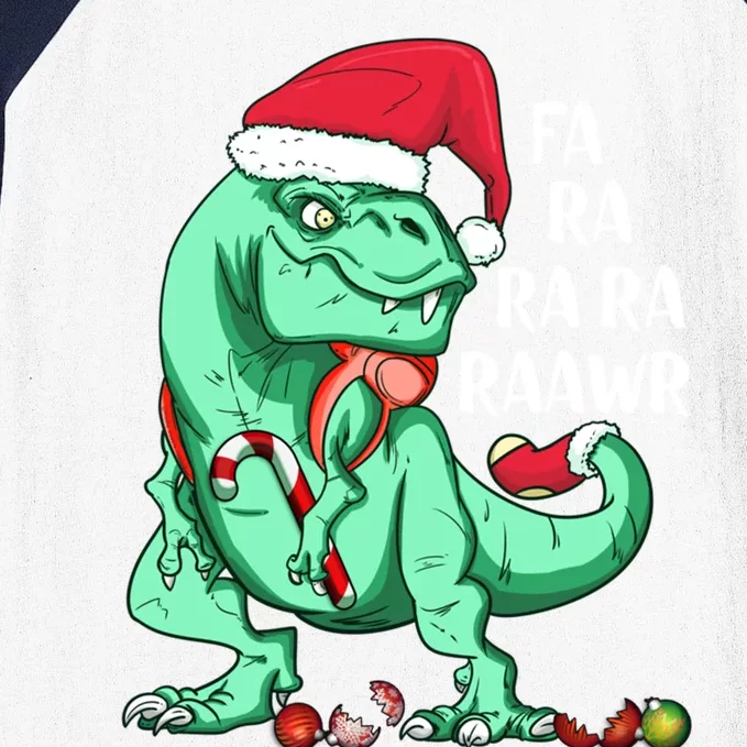 Fun Holiday Trex Dinosaur In Santa Hat Fa Ra Rawr Christmas Meaningful Gift Baseball Sleeve Shirt