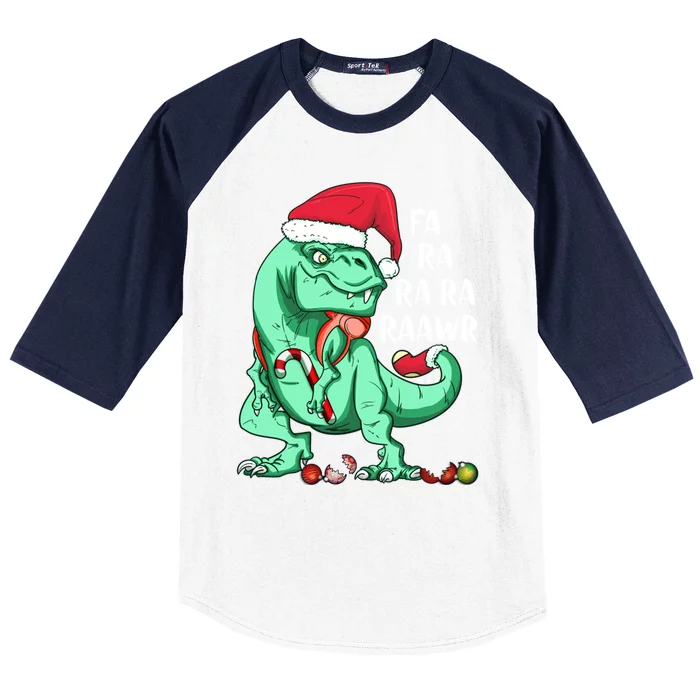 Fun Holiday Trex Dinosaur In Santa Hat Fa Ra Rawr Christmas Meaningful Gift Baseball Sleeve Shirt