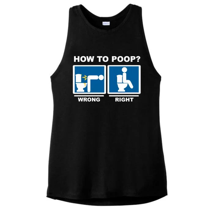 Funny How To Poop Pooping Position Ladies Tri-Blend Wicking Tank