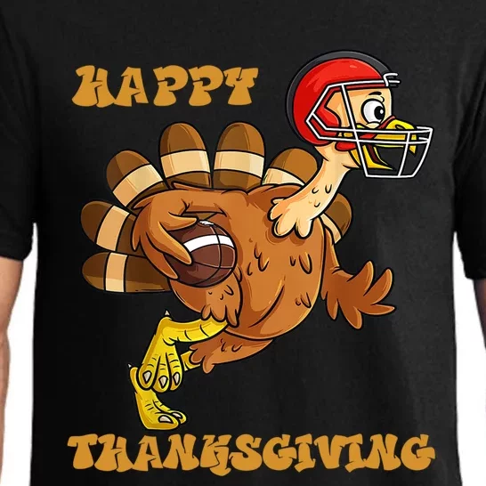 Funny Happy Thanksgiving Turkey Football Gift Pajama Set