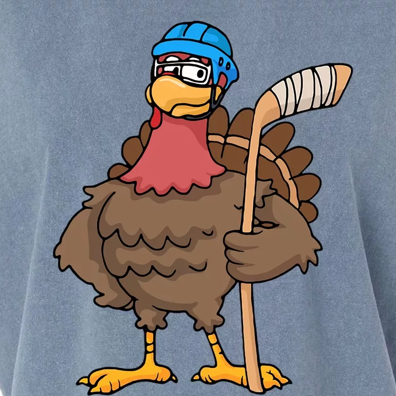 Funny Hockey Thanksgiving Turkey Hockey Player Costume Gift Garment-Dyed Women's Muscle Tee