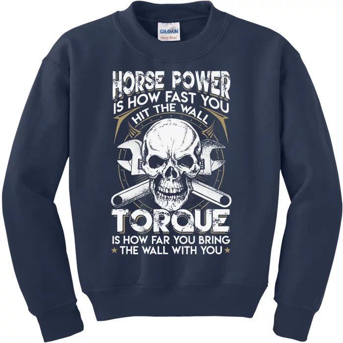 Funny Horsepower Torque Diesel Mechanic Gift Fathers Day Kids Sweatshirt