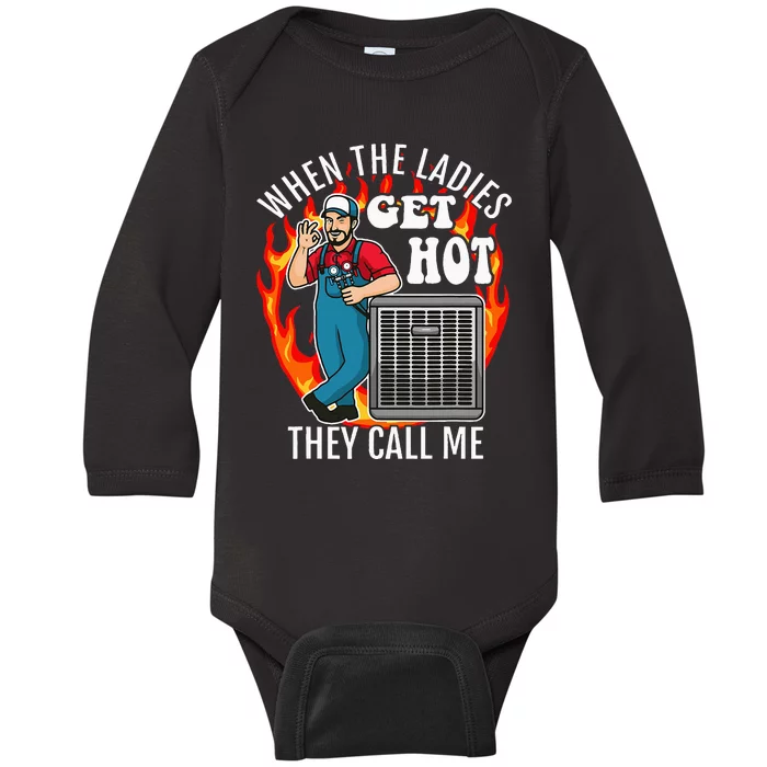 Funny Hvac Technician Air Conditioning Engineer Tech Baby Long Sleeve Bodysuit