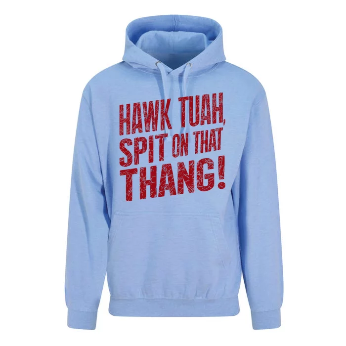 Funny Hawk Tauh Spit On That Thang Distressed Meme Design Unisex Surf Hoodie