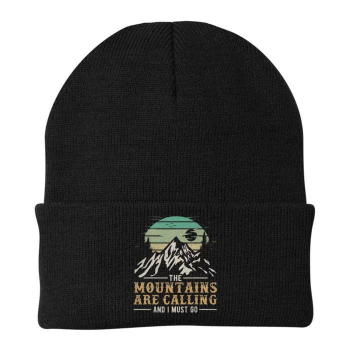 Funny Hiking Tee The Mountains Are Calling And I Must Go Knit Cap Winter Beanie