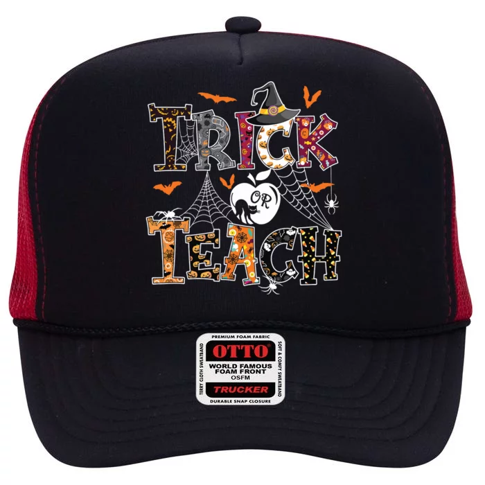 Fall Holiday Themed Thanksgiving Halloween Teacher Trick Or High Crown Mesh Trucker Hat