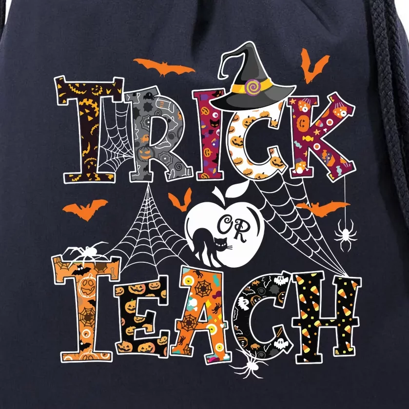 Fall Holiday Themed Thanksgiving Halloween Teacher Trick Or Drawstring Bag