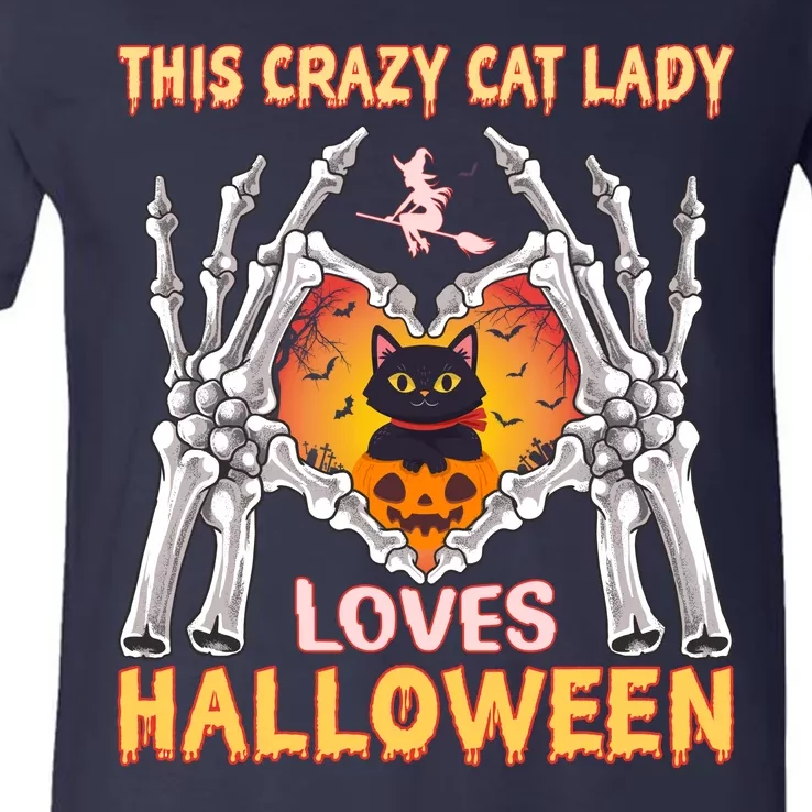 Funny Halloween This Crazy Cat Lady Loves Halloween V-Neck T-Shirt