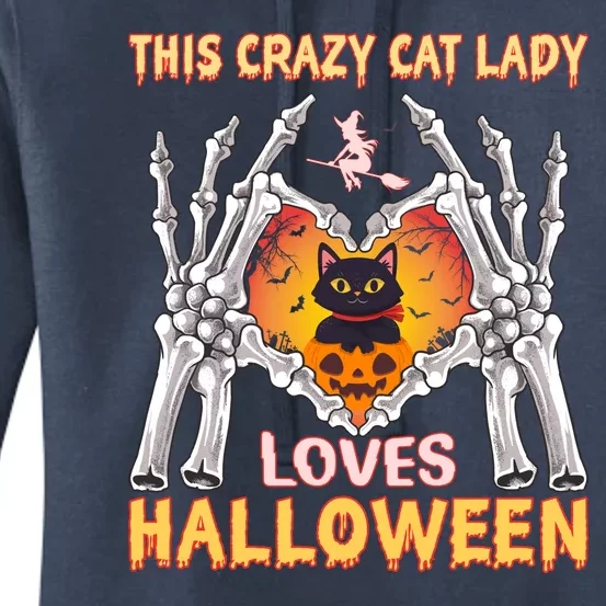 Funny Halloween This Crazy Cat Lady Loves Halloween Women's Pullover Hoodie