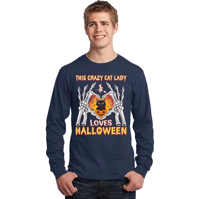 Funny Halloween This Crazy Cat Lady Loves Halloween Tall Long Sleeve T-Shirt