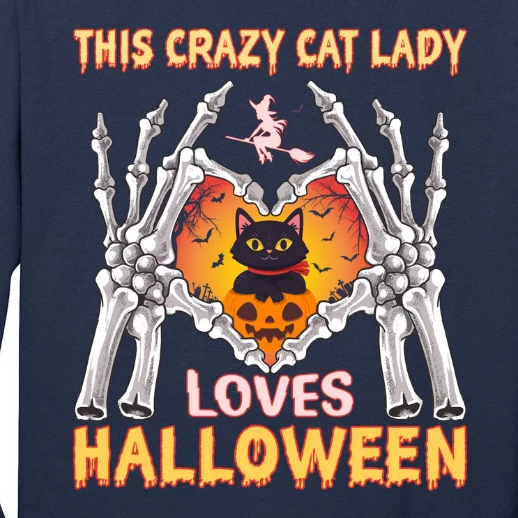 Funny Halloween This Crazy Cat Lady Loves Halloween Tall Long Sleeve T-Shirt