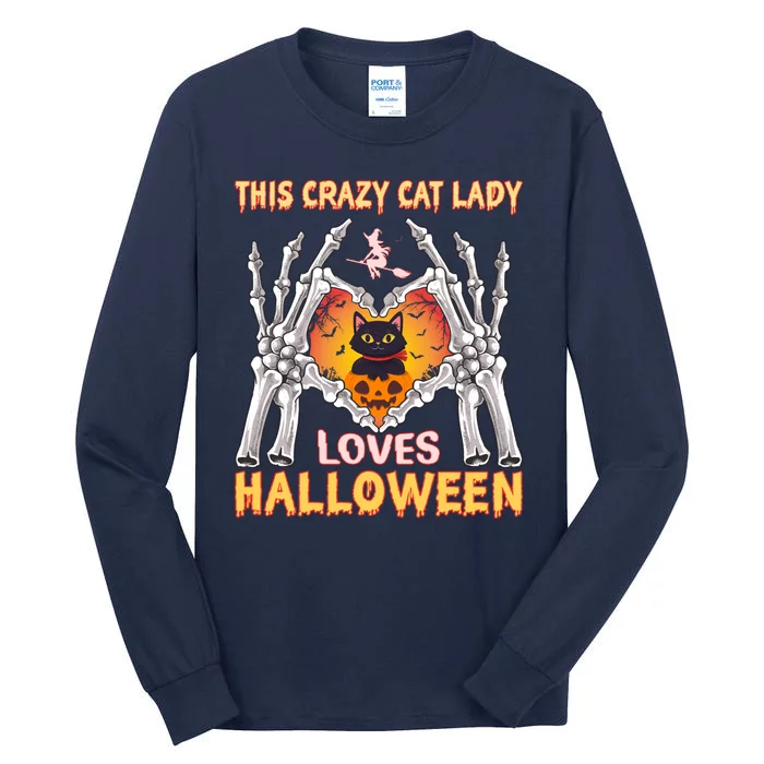 Funny Halloween This Crazy Cat Lady Loves Halloween Tall Long Sleeve T-Shirt