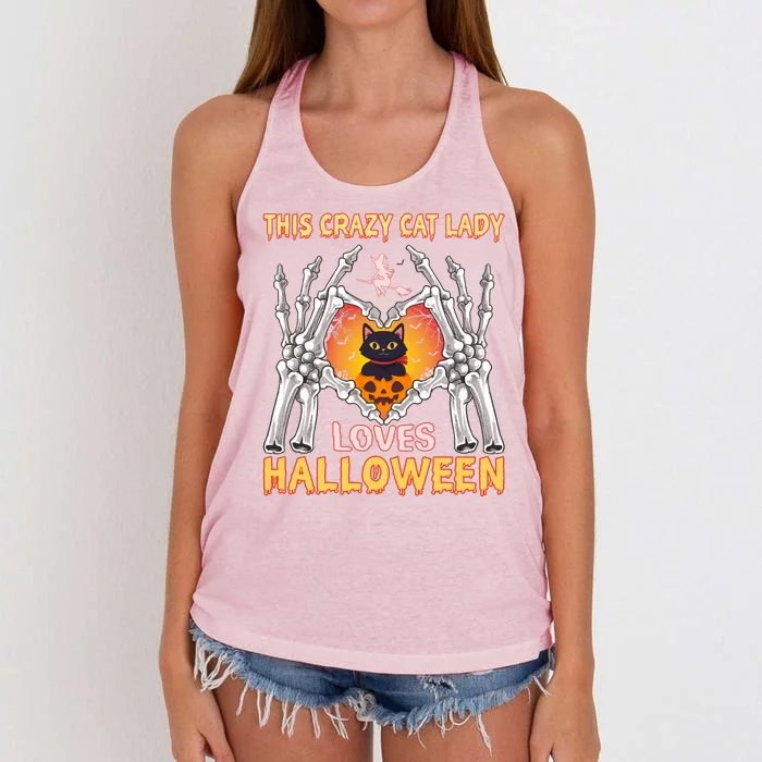 Funny Halloween This Crazy Cat Lady Loves Halloween Women's Knotted Racerback Tank