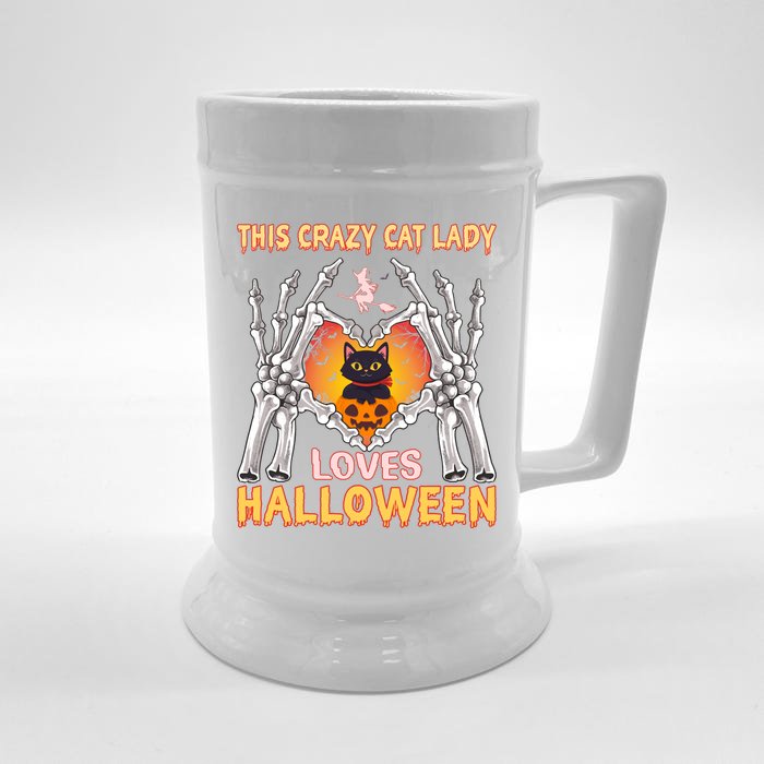 Funny Halloween This Crazy Cat Lady Loves Halloween Front & Back Beer Stein