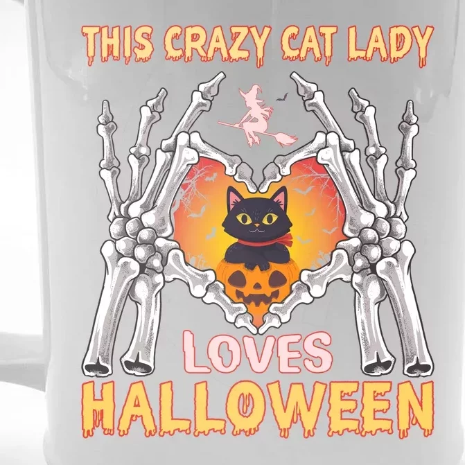 Funny Halloween This Crazy Cat Lady Loves Halloween Front & Back Beer Stein