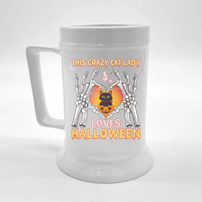 Funny Halloween This Crazy Cat Lady Loves Halloween Front & Back Beer Stein