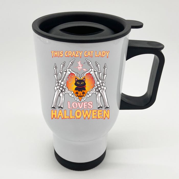 Funny Halloween This Crazy Cat Lady Loves Halloween Front & Back Stainless Steel Travel Mug