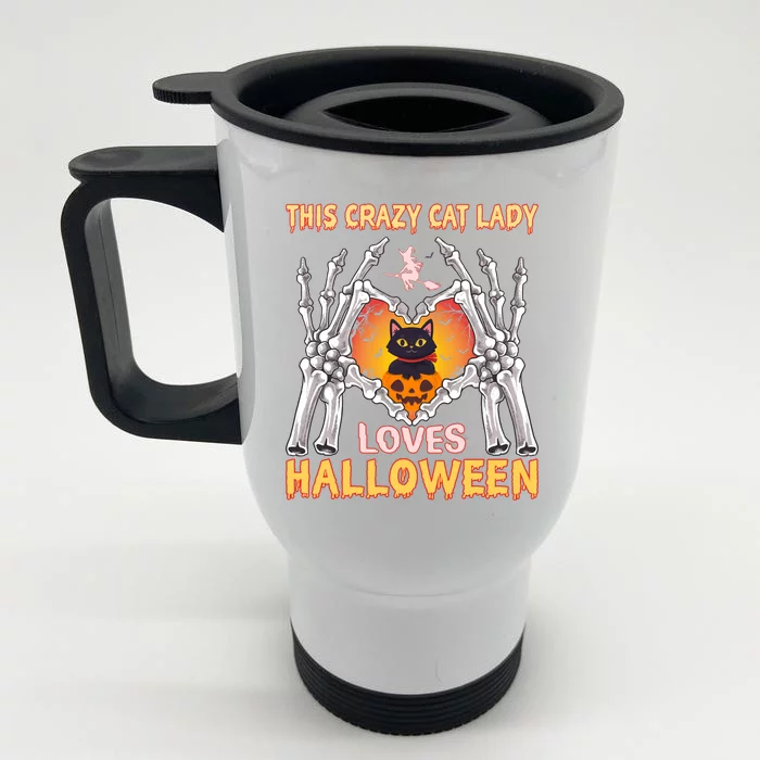 Funny Halloween This Crazy Cat Lady Loves Halloween Front & Back Stainless Steel Travel Mug