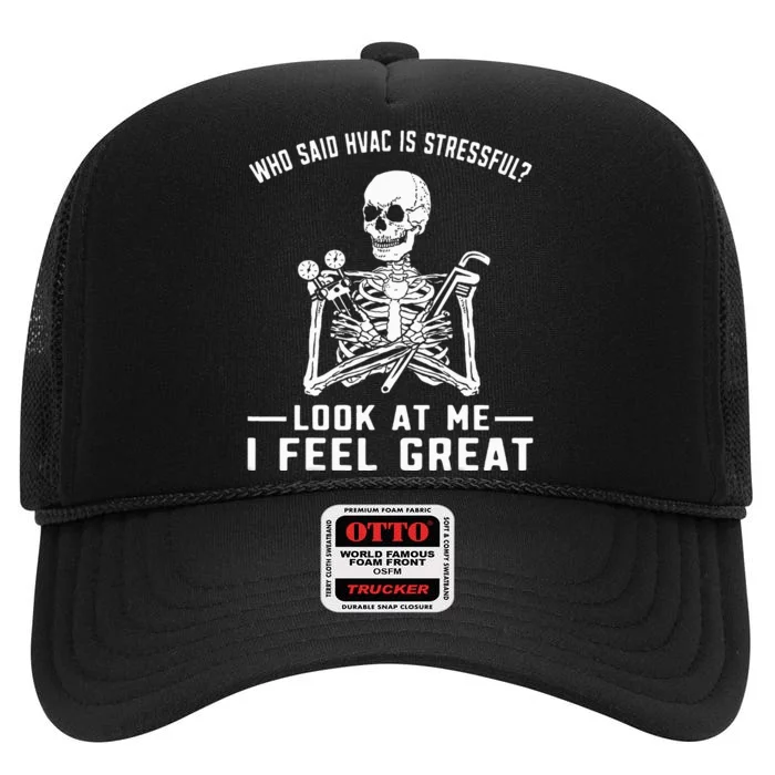 Funny Hvac Tech Ac Repairman Technician High Crown Mesh Trucker Hat