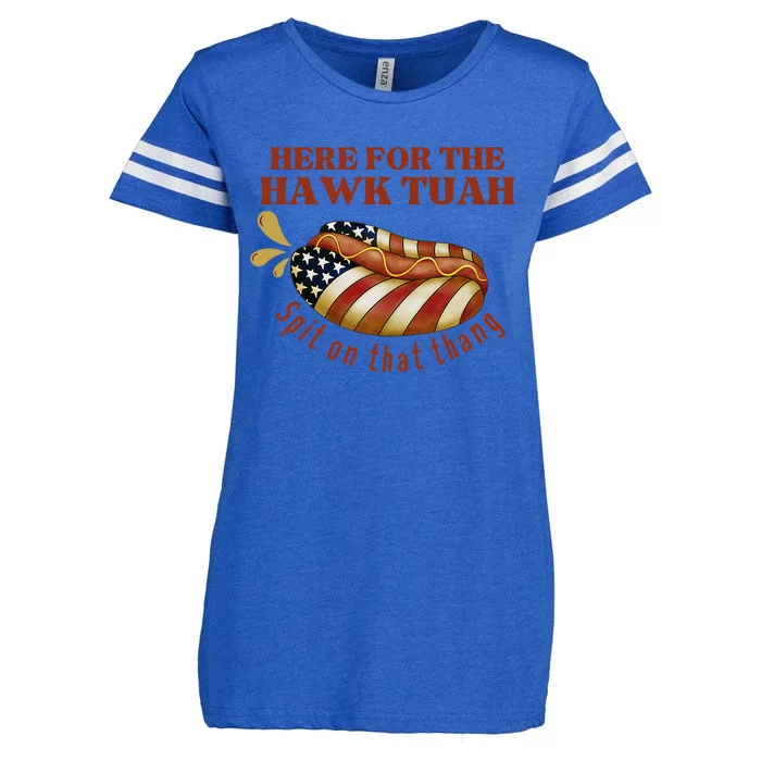 Funny Hawk Tuah Hot Dog Spit On That Thang July 4 Patriotic Enza Ladies Jersey Football T-Shirt