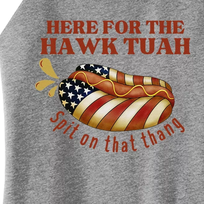 Funny Hawk Tuah Hot Dog Spit On That Thang July 4 Patriotic Women’s Perfect Tri Rocker Tank