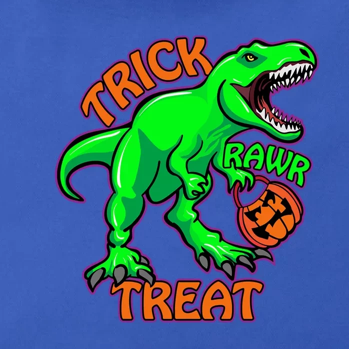 Funny Halloween Trick Rawr Treat TRex Dinosaur With Pumpkin Funny Gift Zip Tote Bag