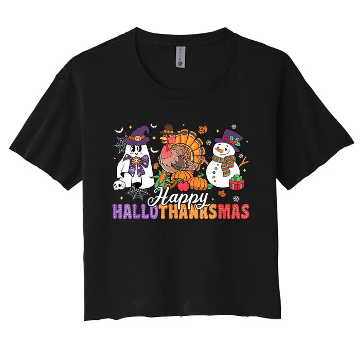 Funny Halloween Thanksgiving Christmas Gift Women's Crop Top Tee