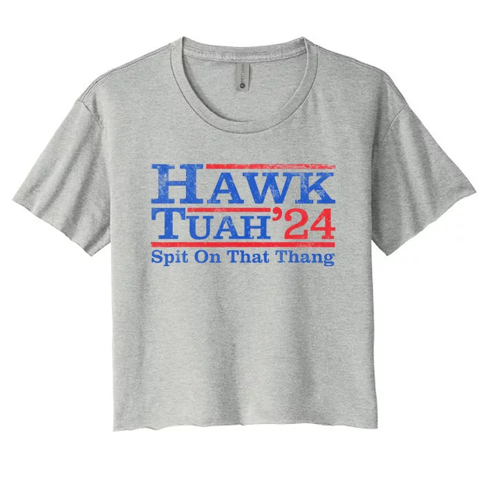 Funny Hawk Tuah Girl Spit On That Thing Women's Crop Top Tee