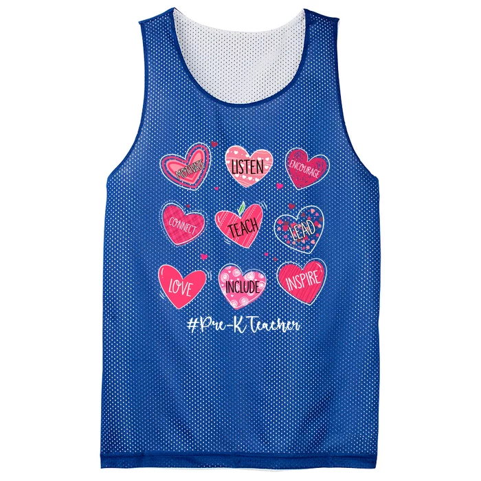 Funny Hearts Teach Love Inspire Pregiftk Teacher Valentines Gift Mesh Reversible Basketball Jersey Tank