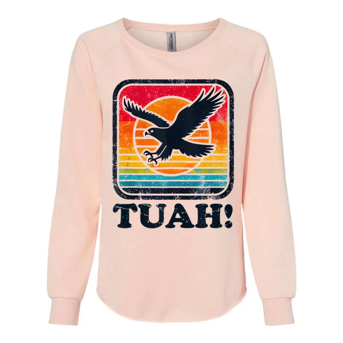 Funny Hawk Tuah Tush Camping Hiking Womens California Wash Sweatshirt